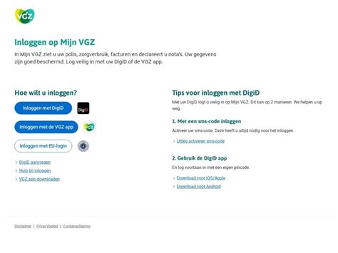 inloggen vgz met digid.